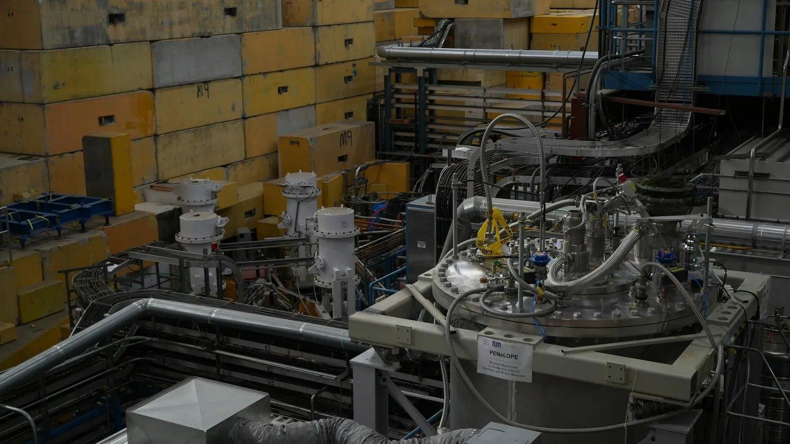 Experimental equipment inside a nuclear physics laboratory