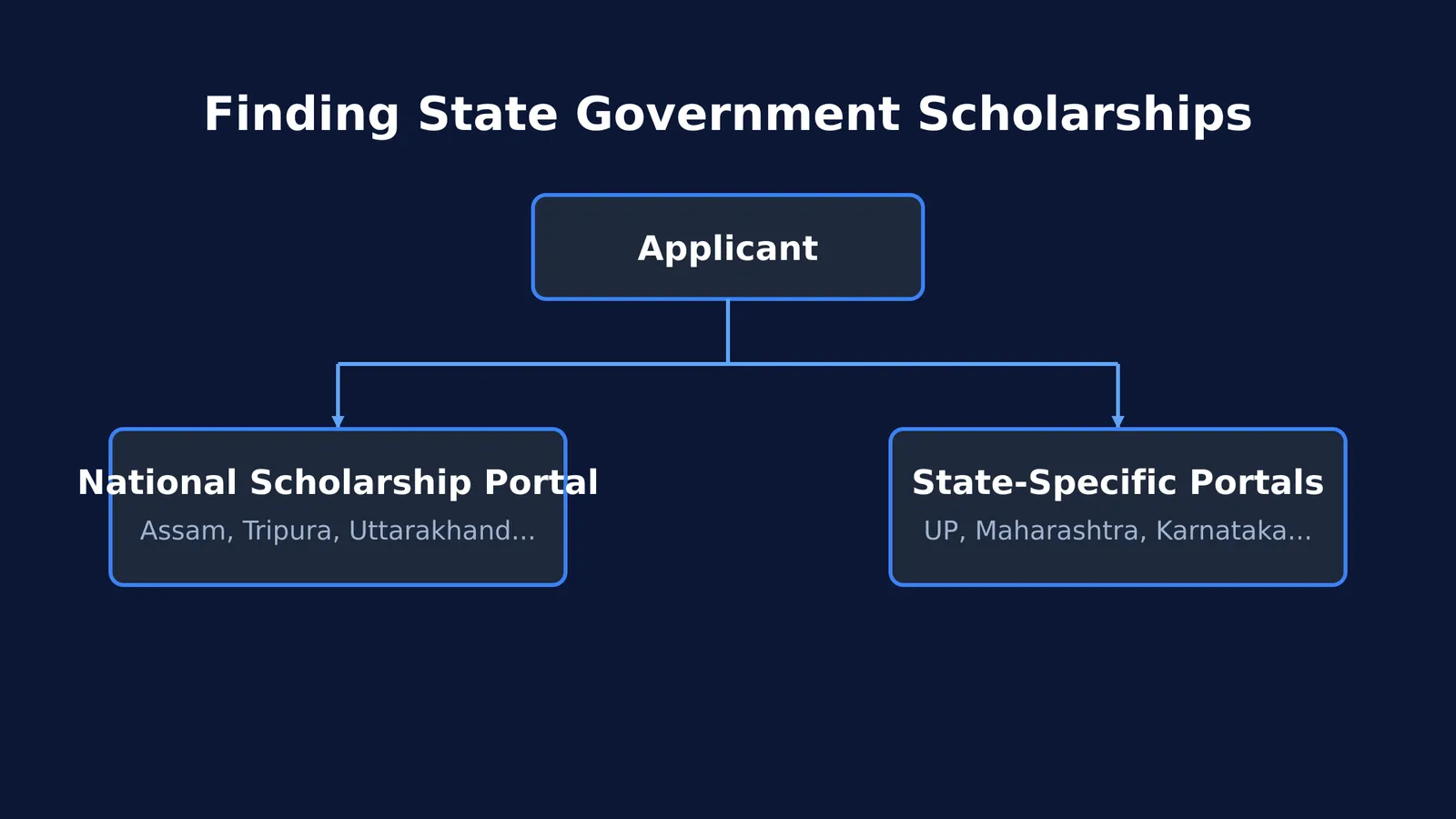 Flowchart routing students to the National Scholarship Portal or state portals