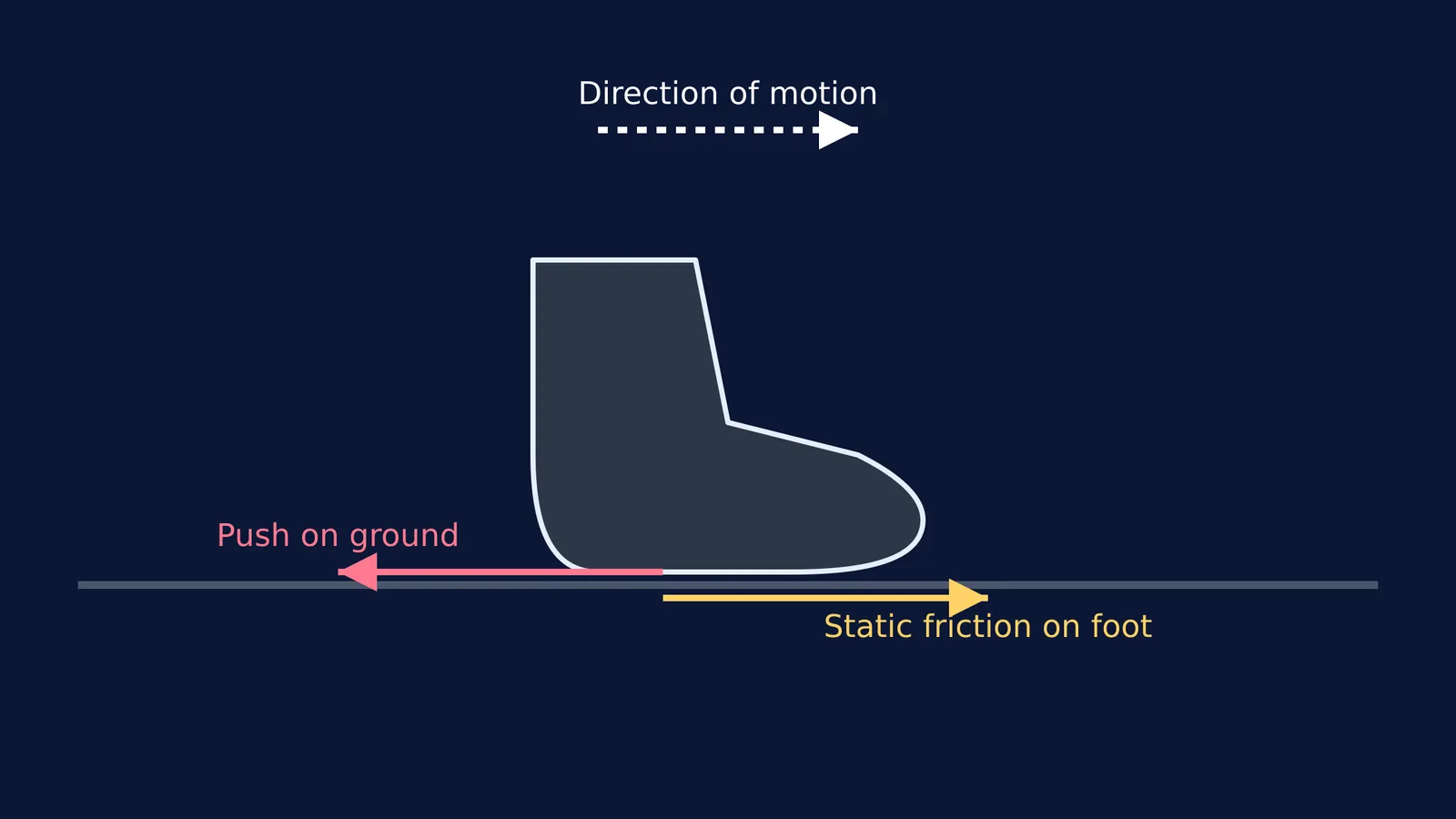 Free-body diagram of a foot pushing on the ground