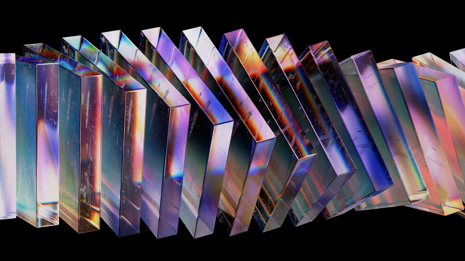 Glass prisms splitting light into colours