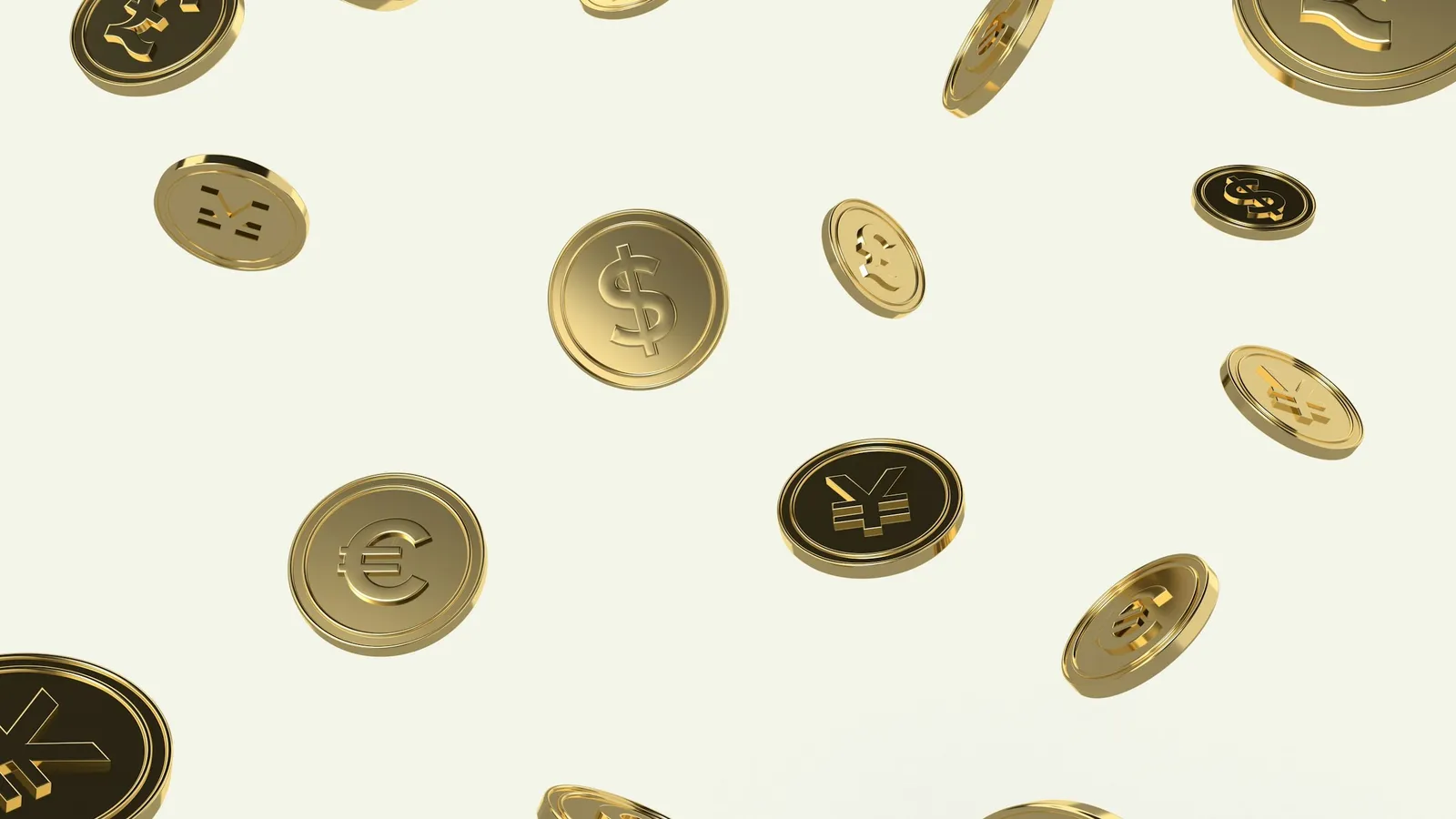 Gold coins falling through the air