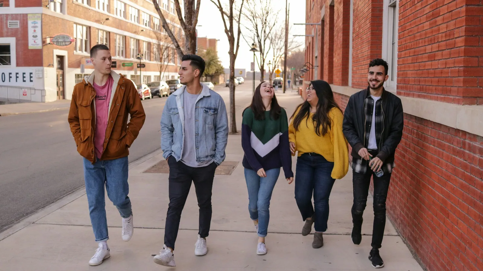 Group of students walking together outdoors