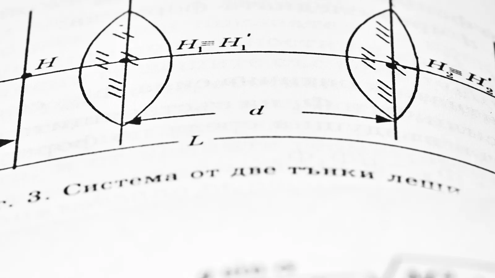 Hand-drawn optics diagram of lenses and light rays