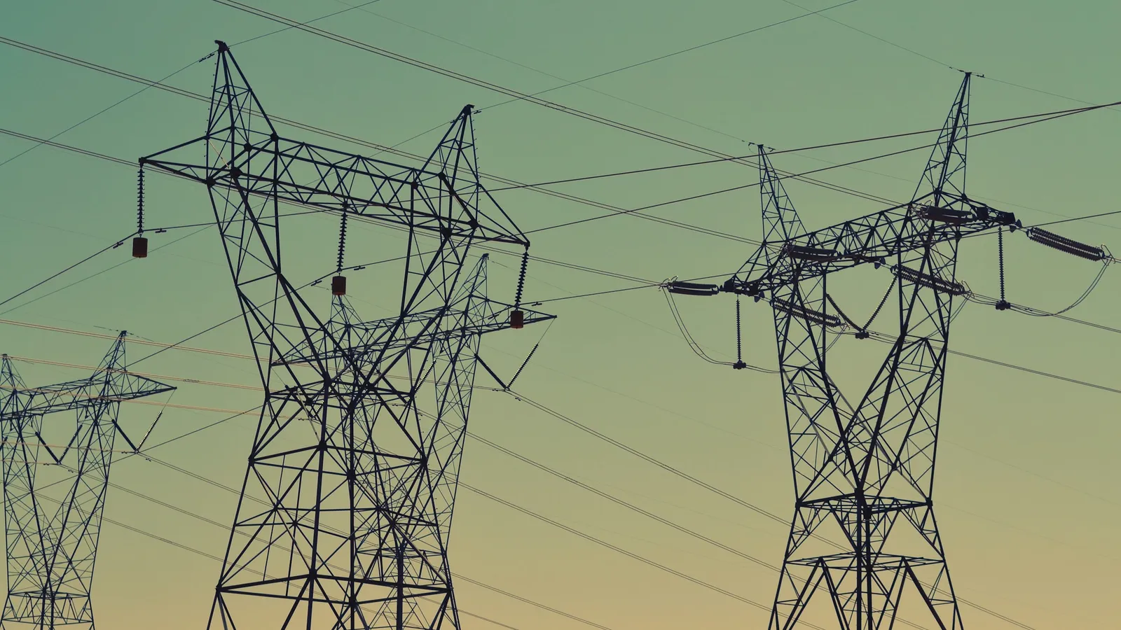 High-voltage transmission towers and power lines