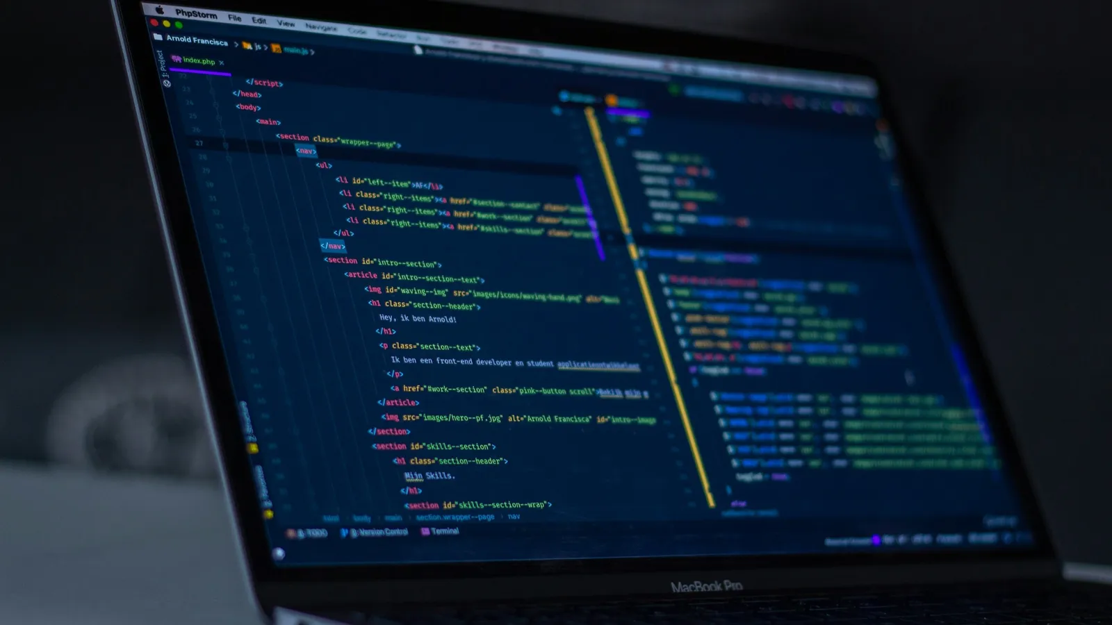 Laptop screen showing lines of code