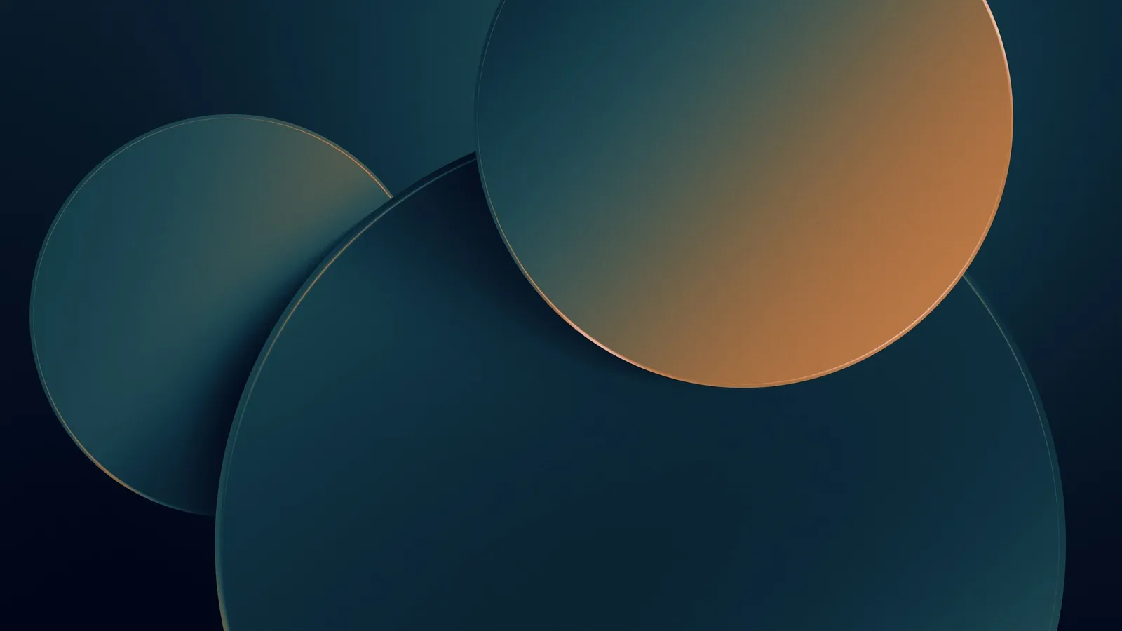 Large overlapping circles in dark teal and orange tones