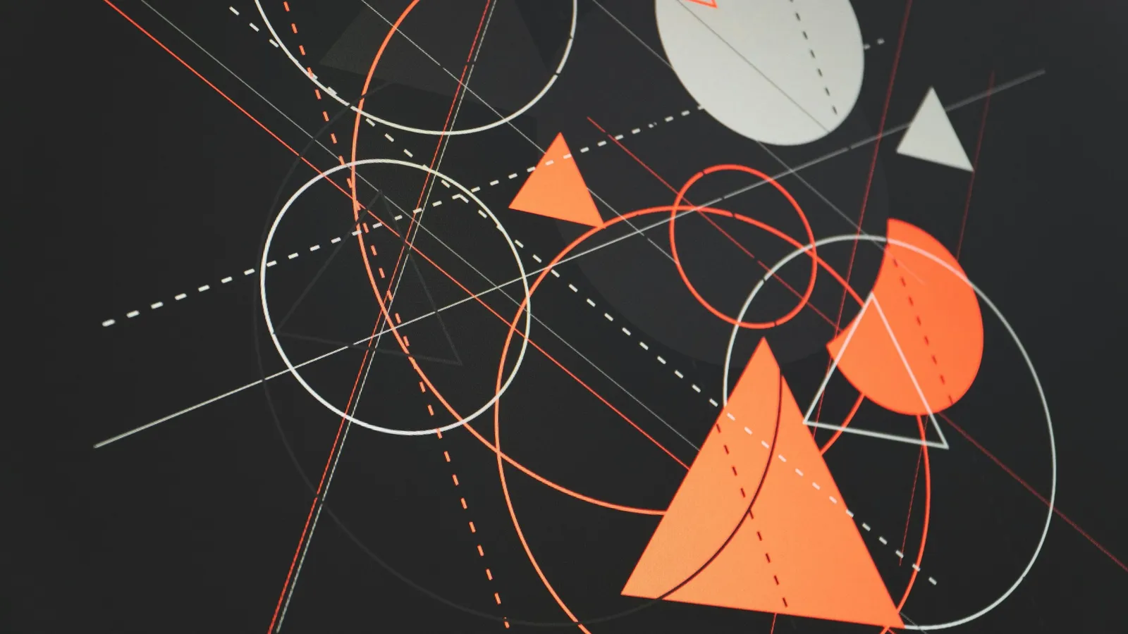 Lines and shapes crossing in a geometric drawing