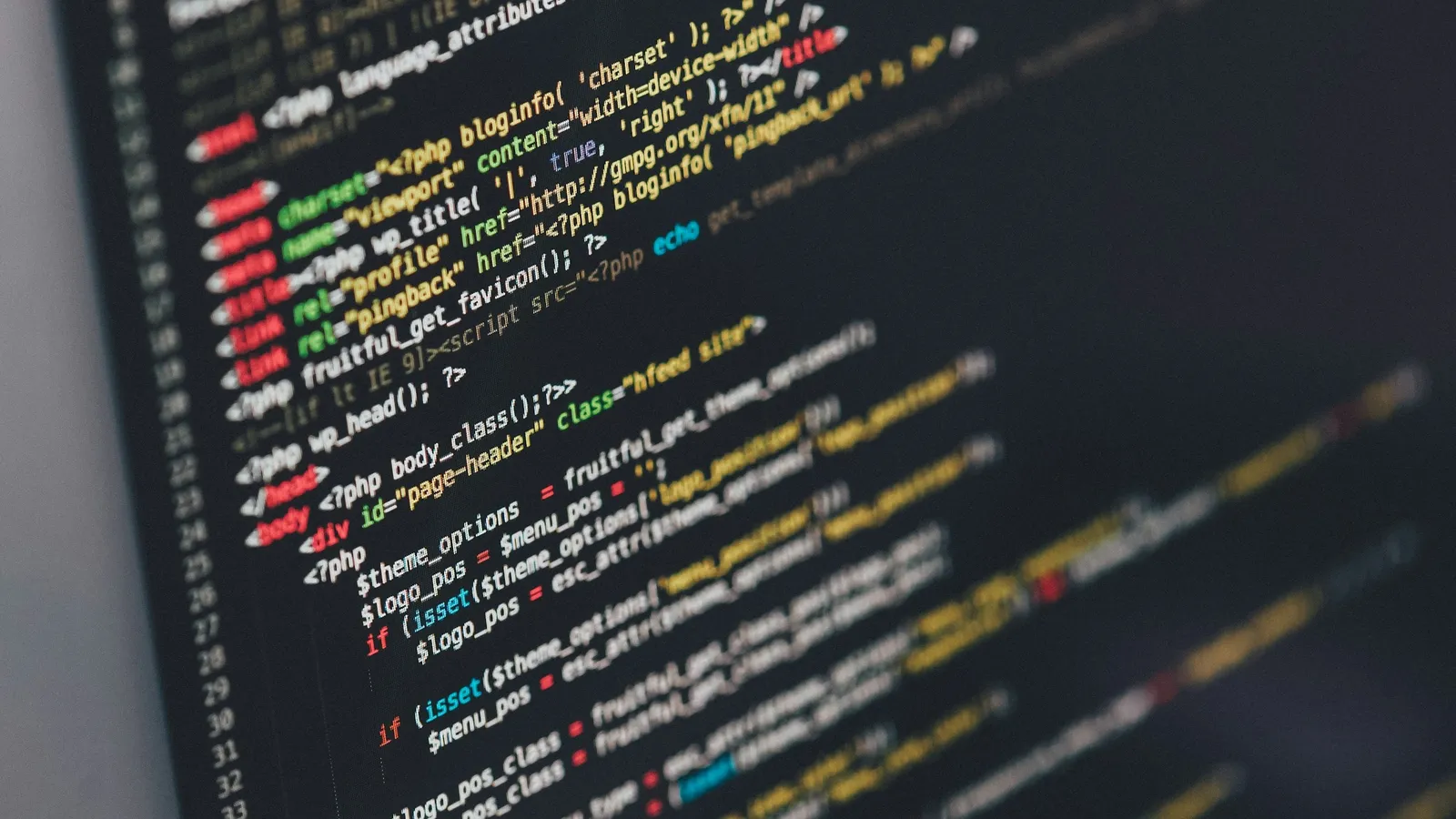Lines of colourful program code on a screen