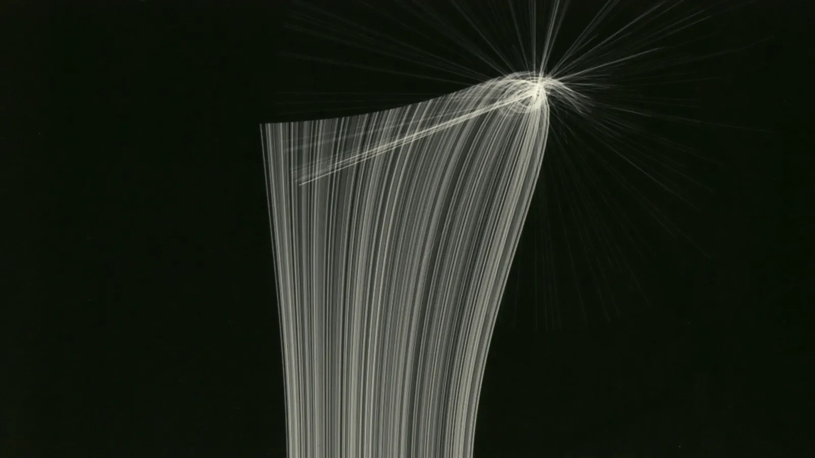 Lines of light converging to a bright point
