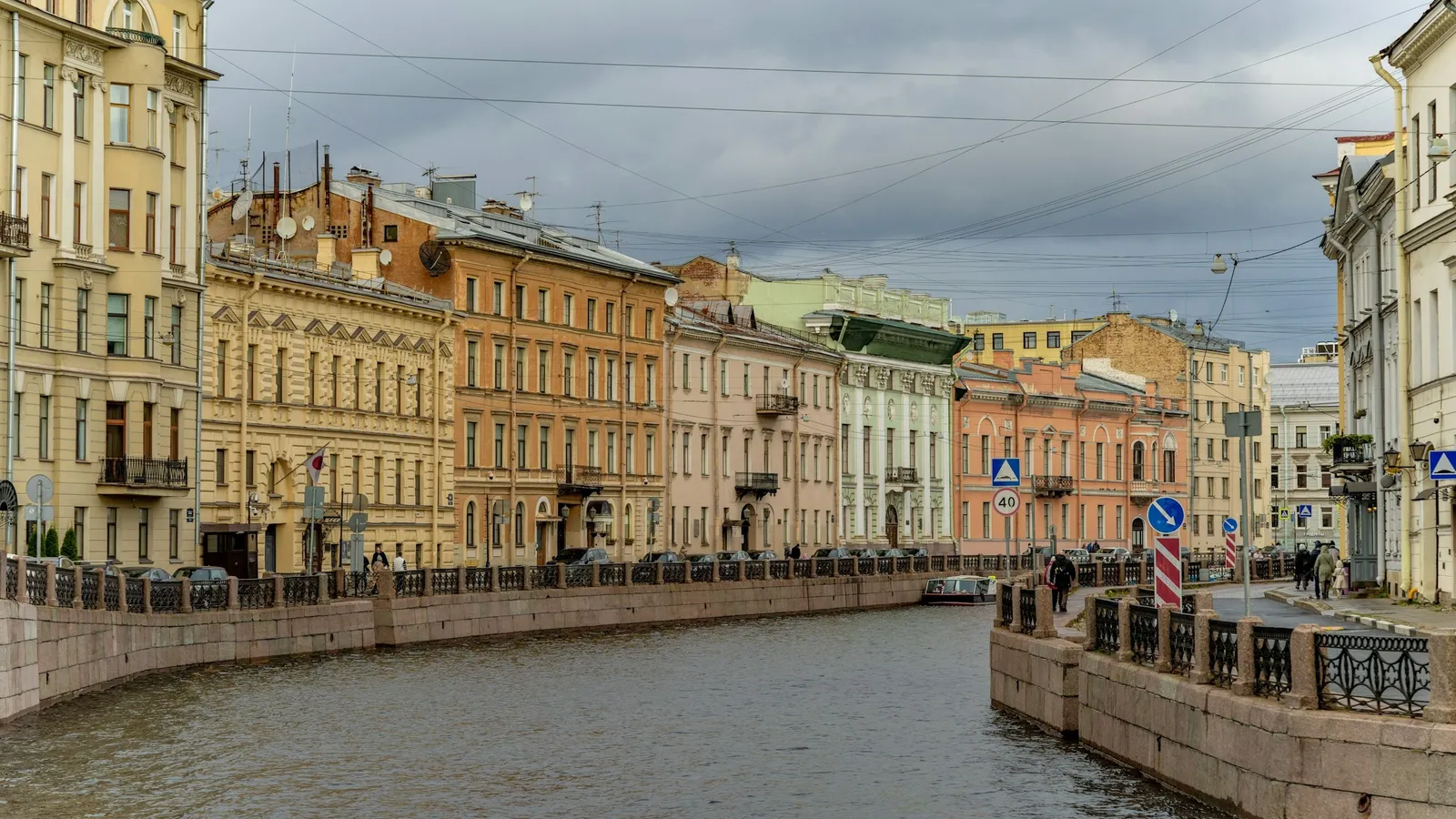 Old buildings along a canal in Saint Petersburg