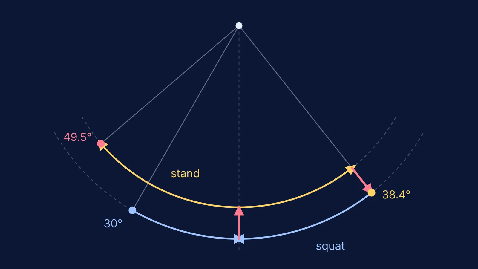 Path of a swing rider's centre of mass growing wider with each standing pump
