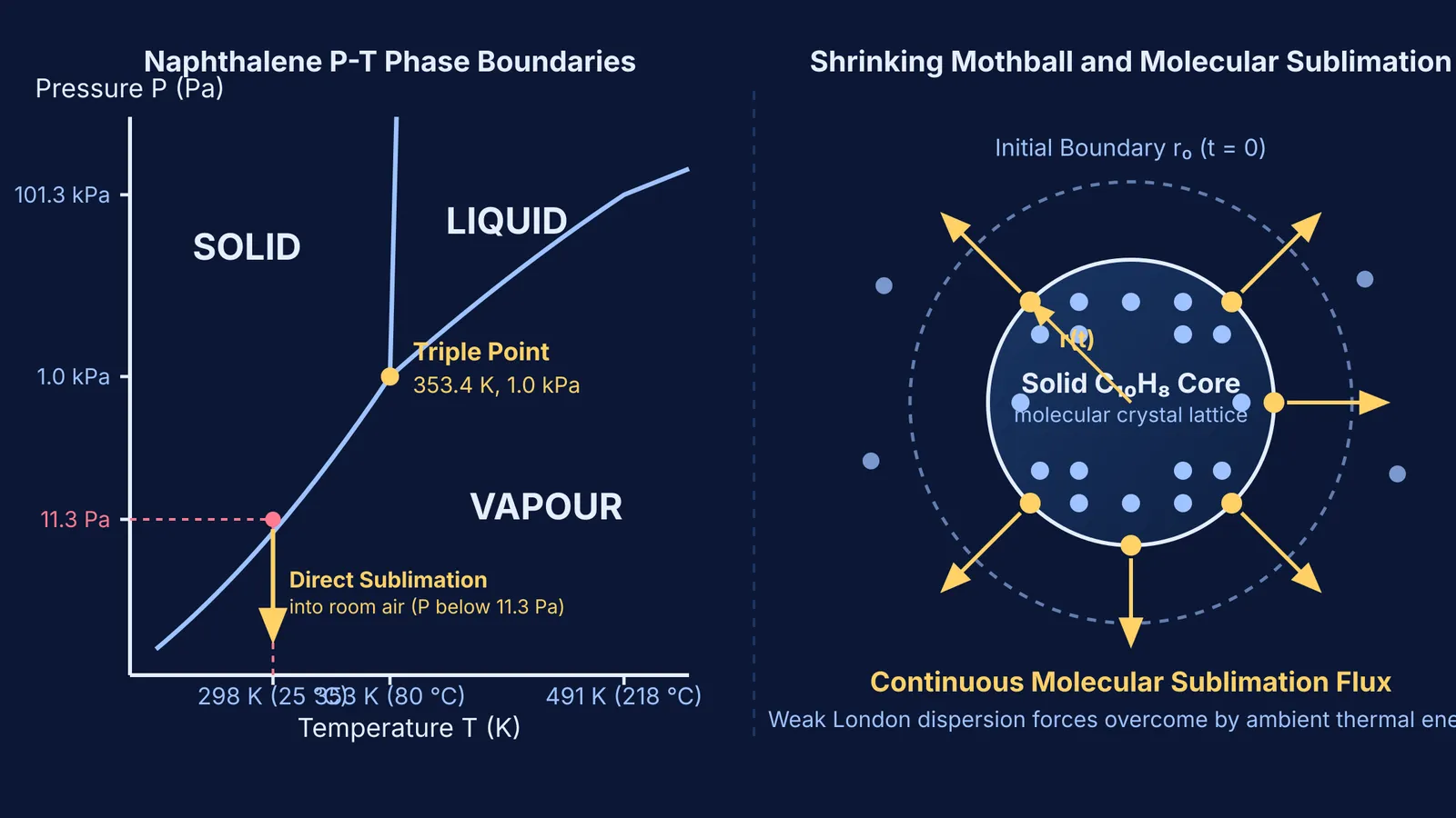 Phase diagram and molecular sublimation mechanism of solid naphthalene into vapour