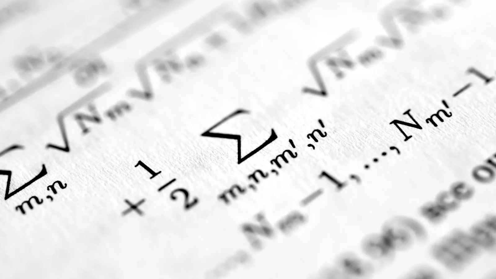 Printed mathematical series and equations
