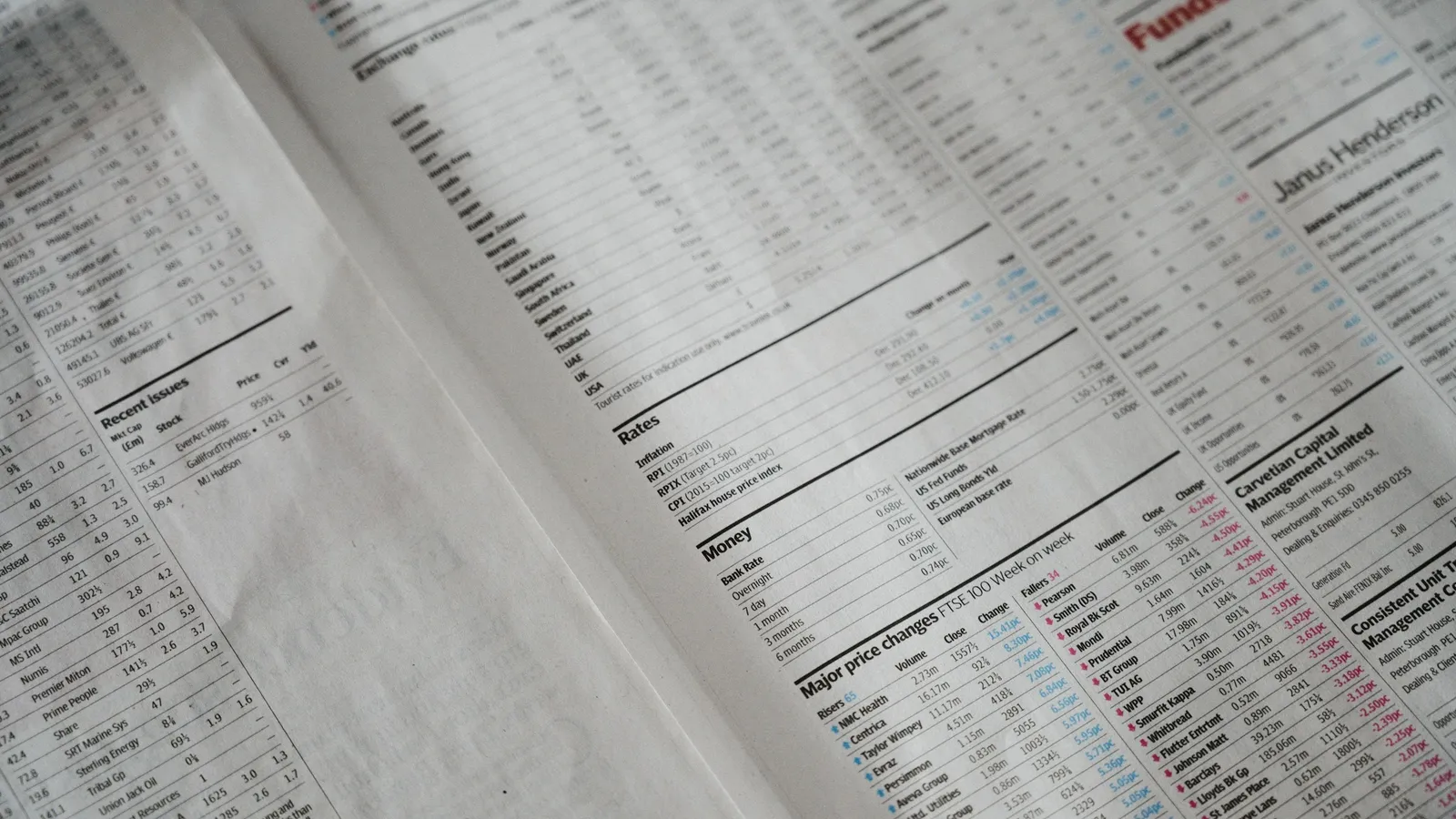 Printed rows and columns of numbers in a spreadsheet