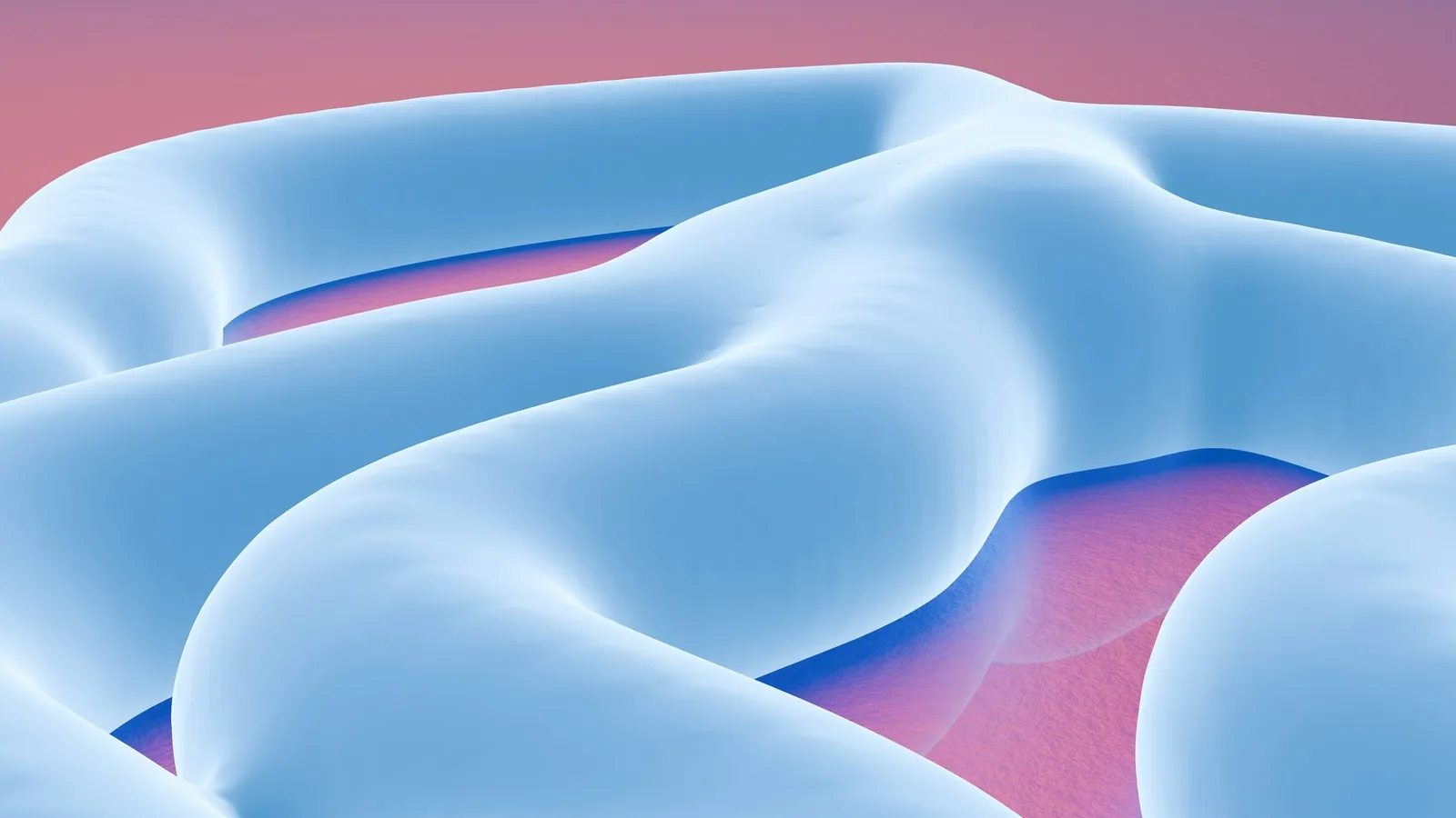 Smooth folded blue membrane shapes in an abstract rendering