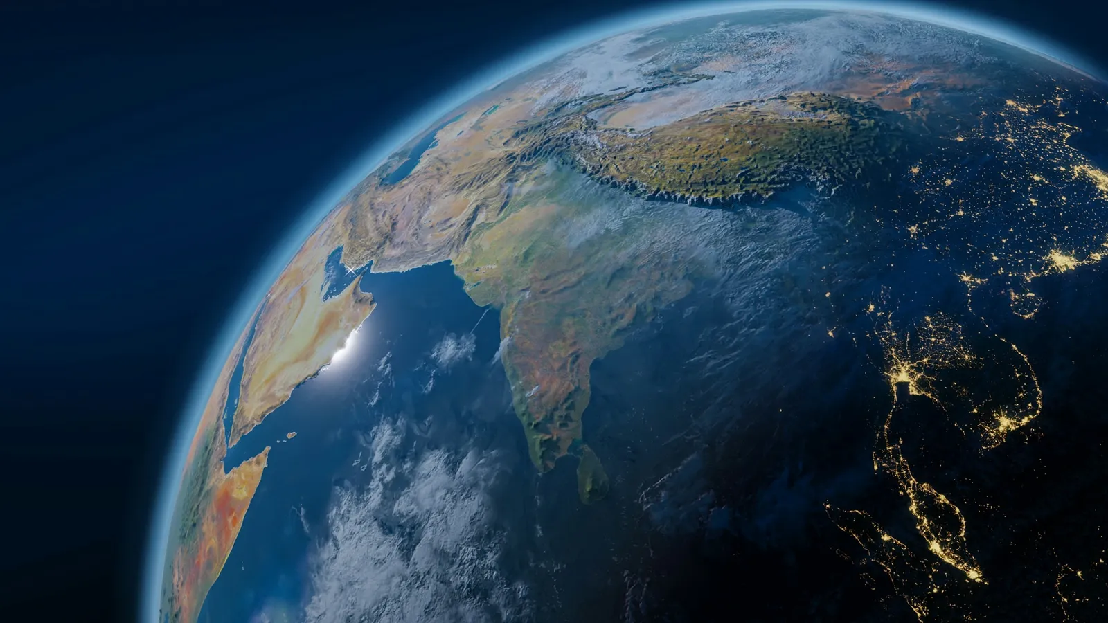 The Earth seen from space with city lights