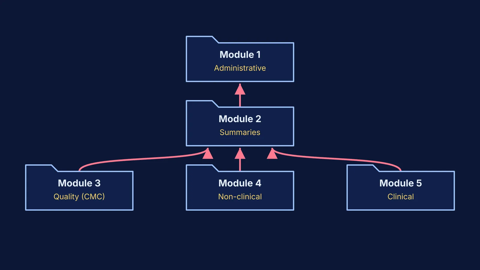 The five modules of the Common Technical Document (CTD)