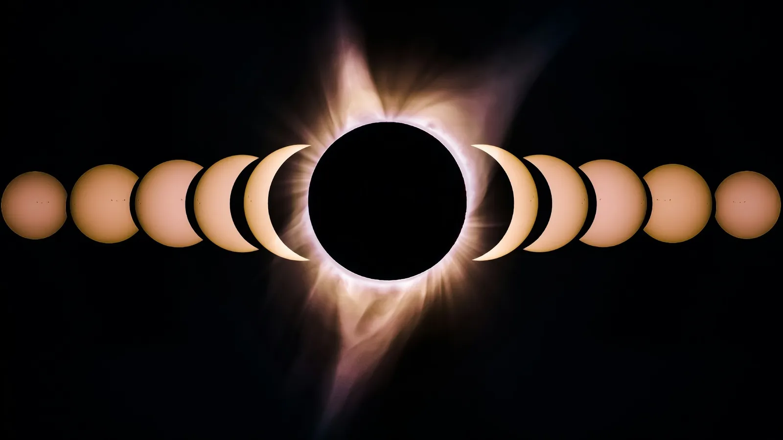 The phases of a solar eclipse in a row