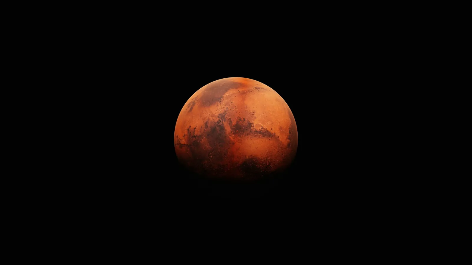 The planet Mars against the black of space