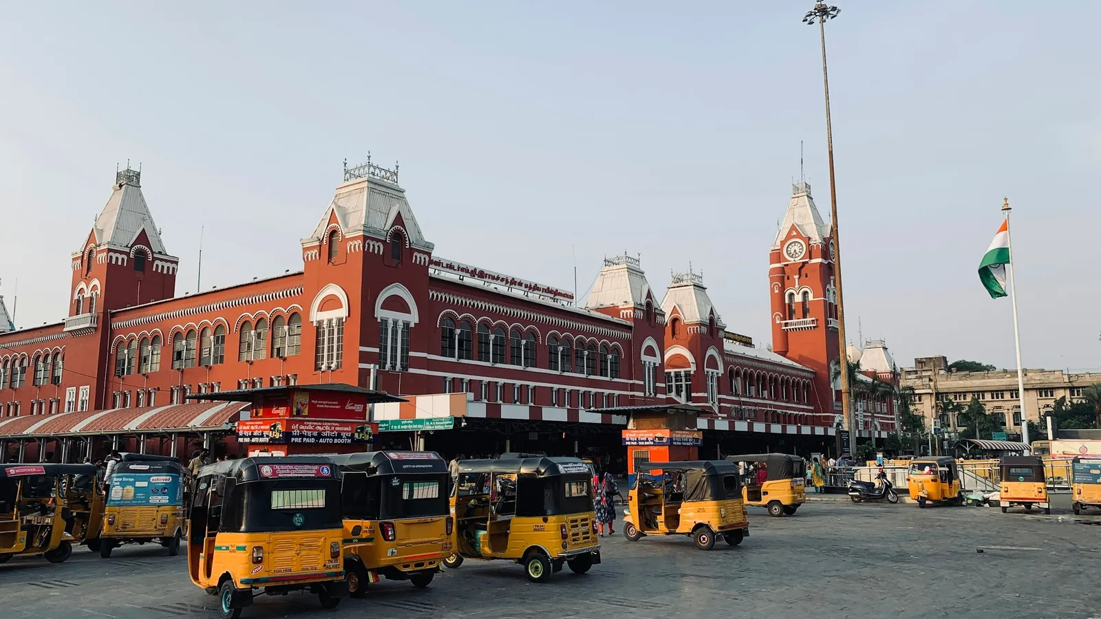 The red Chennai Central railway station building
