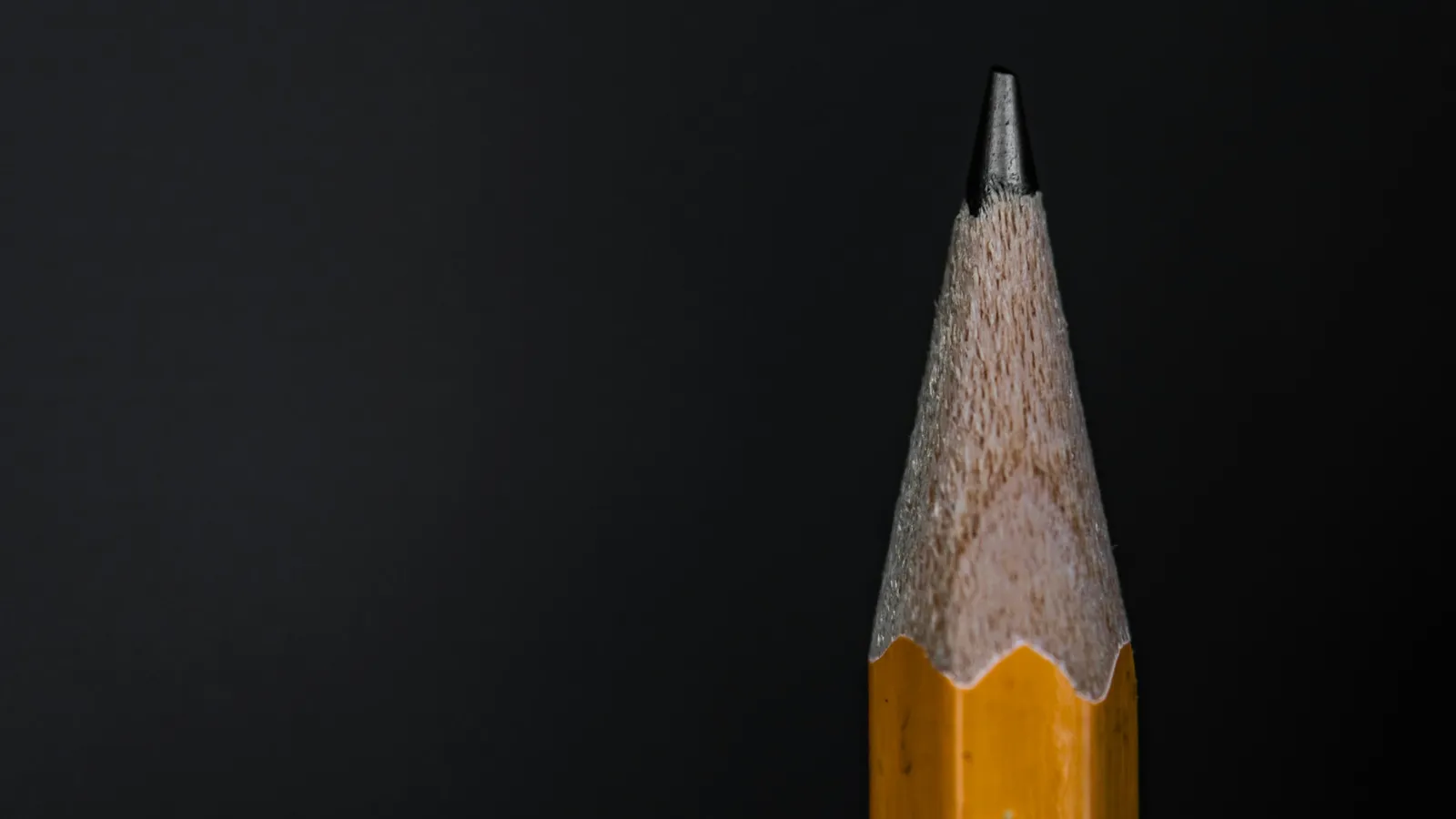 The sharpened graphite tip of a pencil