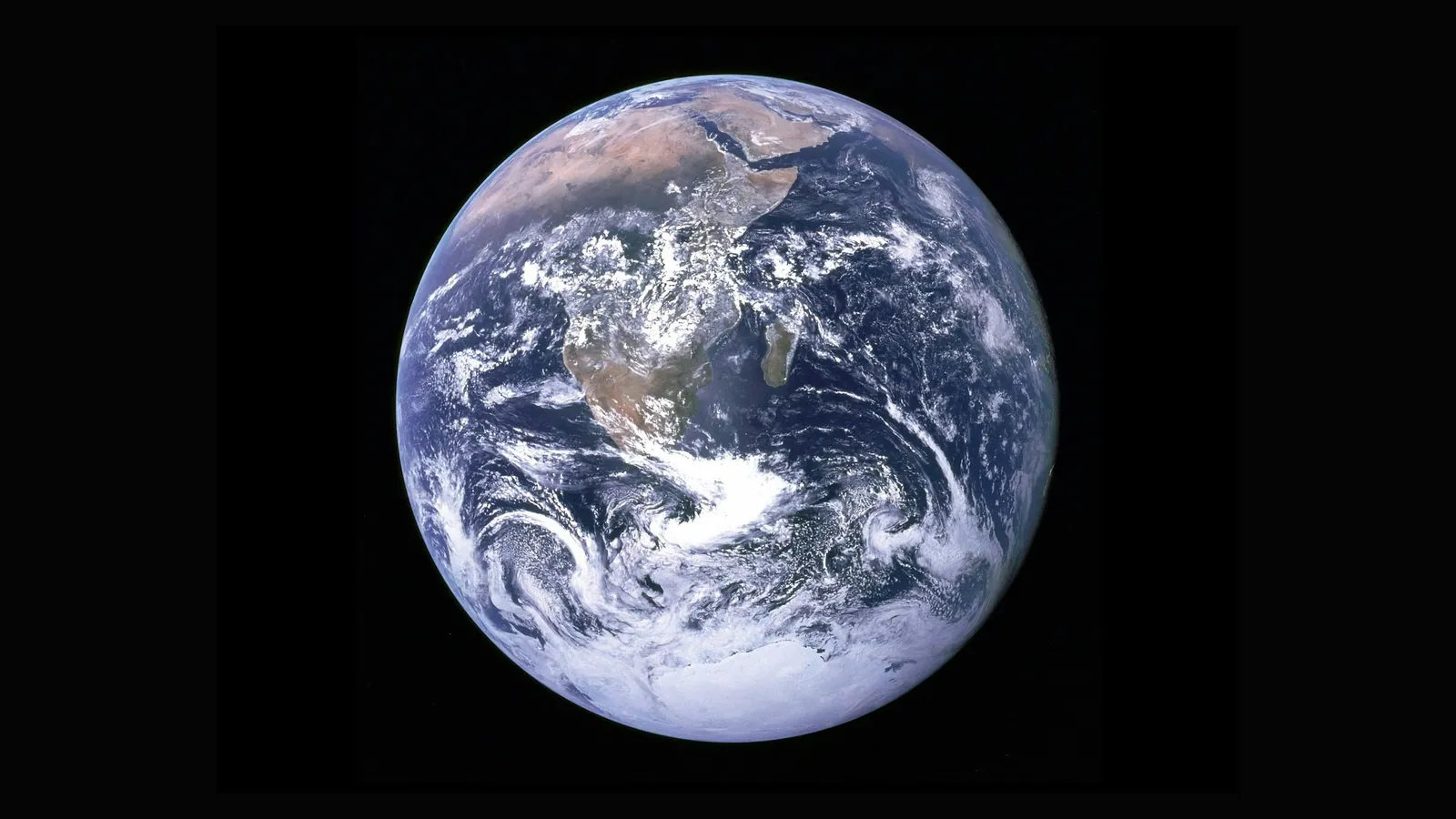 The whole Earth seen from space against a black background