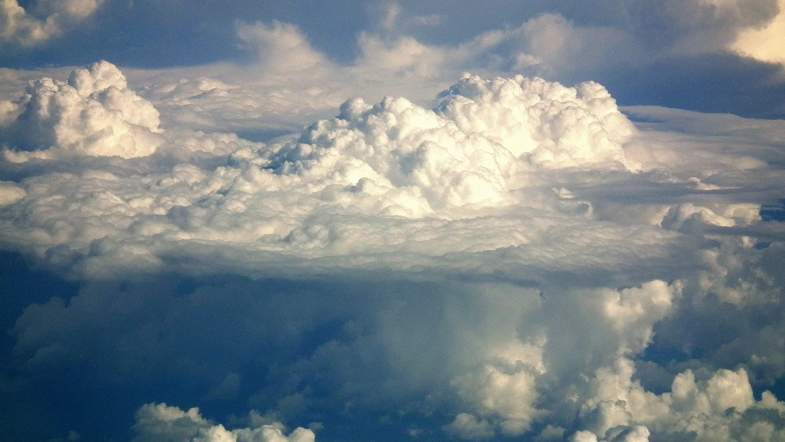 Towering storm clouds seen from above