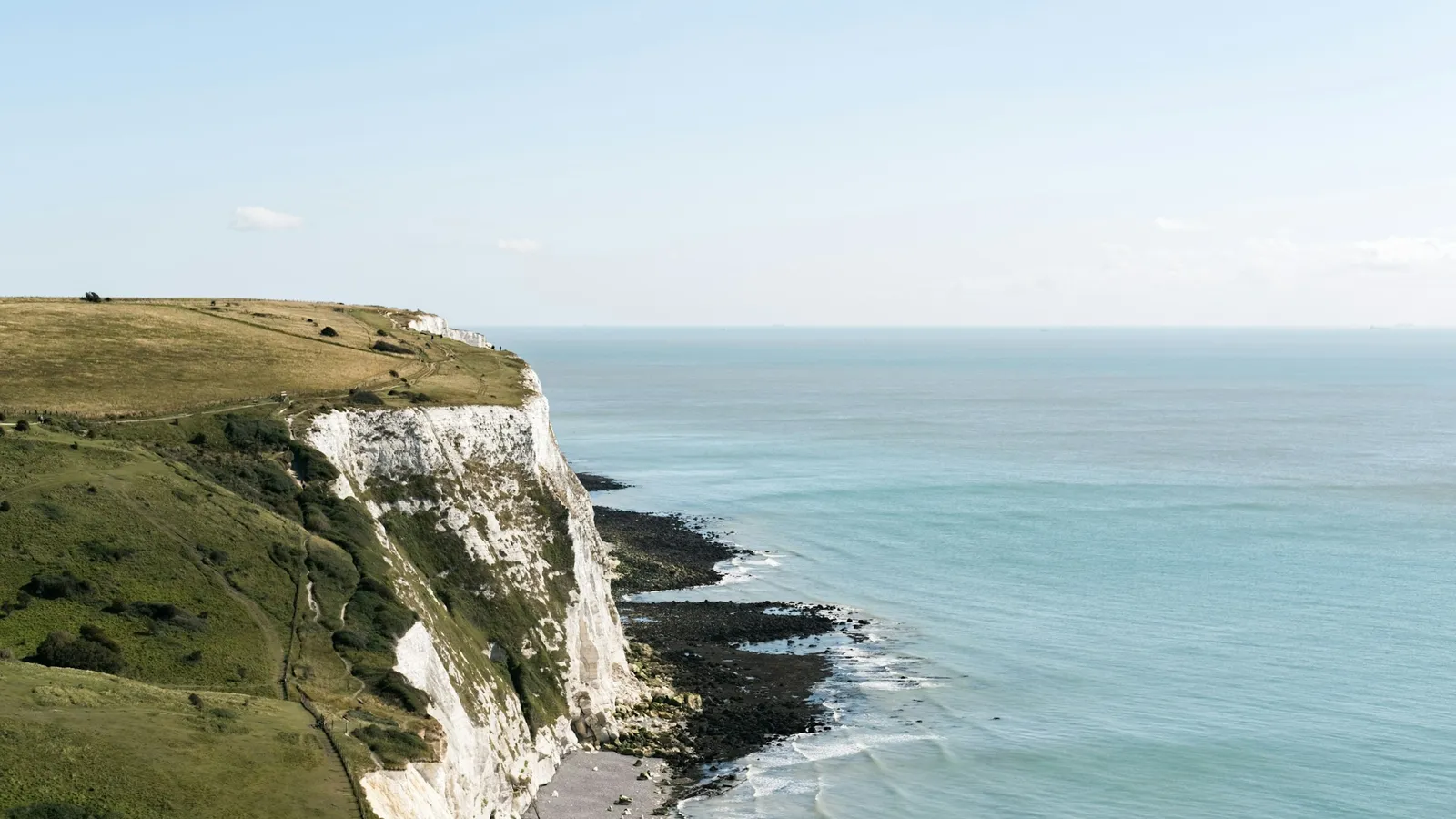 White sea cliffs above a calm sea